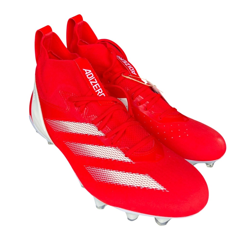 Adidas Adizero Impact Plus + Red Football Cleats Mens 14 speed knit electric mid - Picture 3 of 9